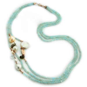 MARAKÒ - COLLANA ACQUAMARINA DIAMOND E PERLE