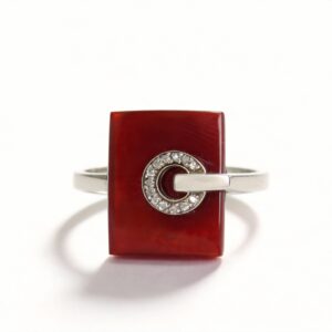 ANELLO PIETRA DURA IN ARGENTO E ZIRCONI