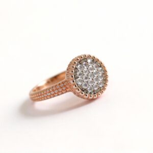 ANELLO IN ARGENTO ROSA A PAVÈ
