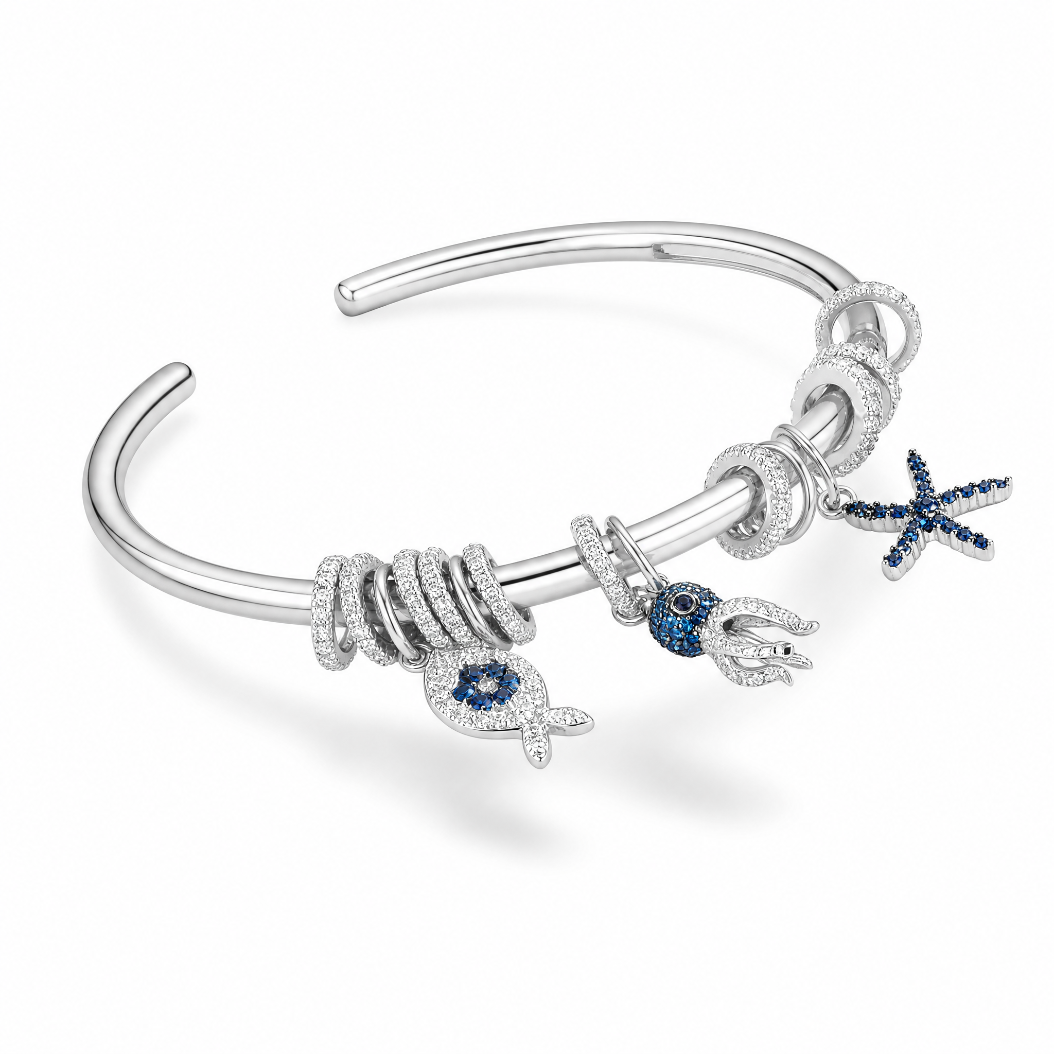 ELITE - BRACCIALE RIGIDO IN ARGENTO CON CHARMS MARINI