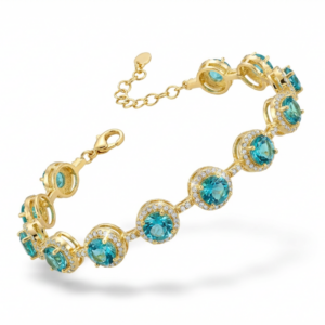 BRACCIALE IN ARGENTO TOPAZIO AZZURRO E ZIRCONI