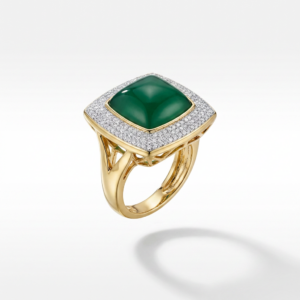 LUÈ STUDIO - ANELLO CON ZIRCONI E PIETRA VERDE