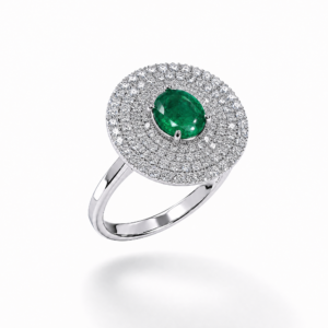 ANELLO CON PIETRA VERDE E PAVร DI ZIRCONI IN ARGENTO 925