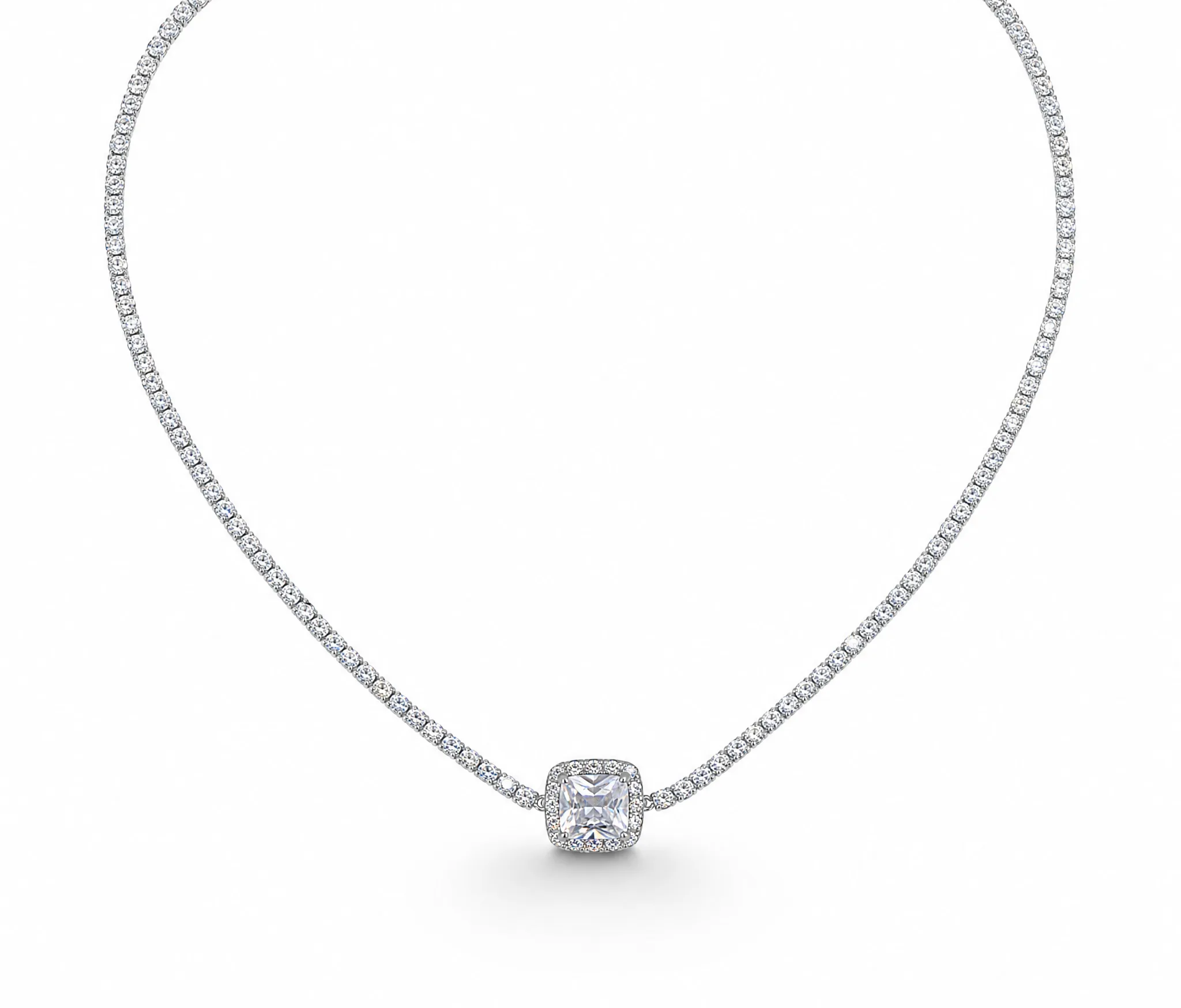CHOKER TENNIS CON ZIRCONI E PUNTO LUCE QUADRATO