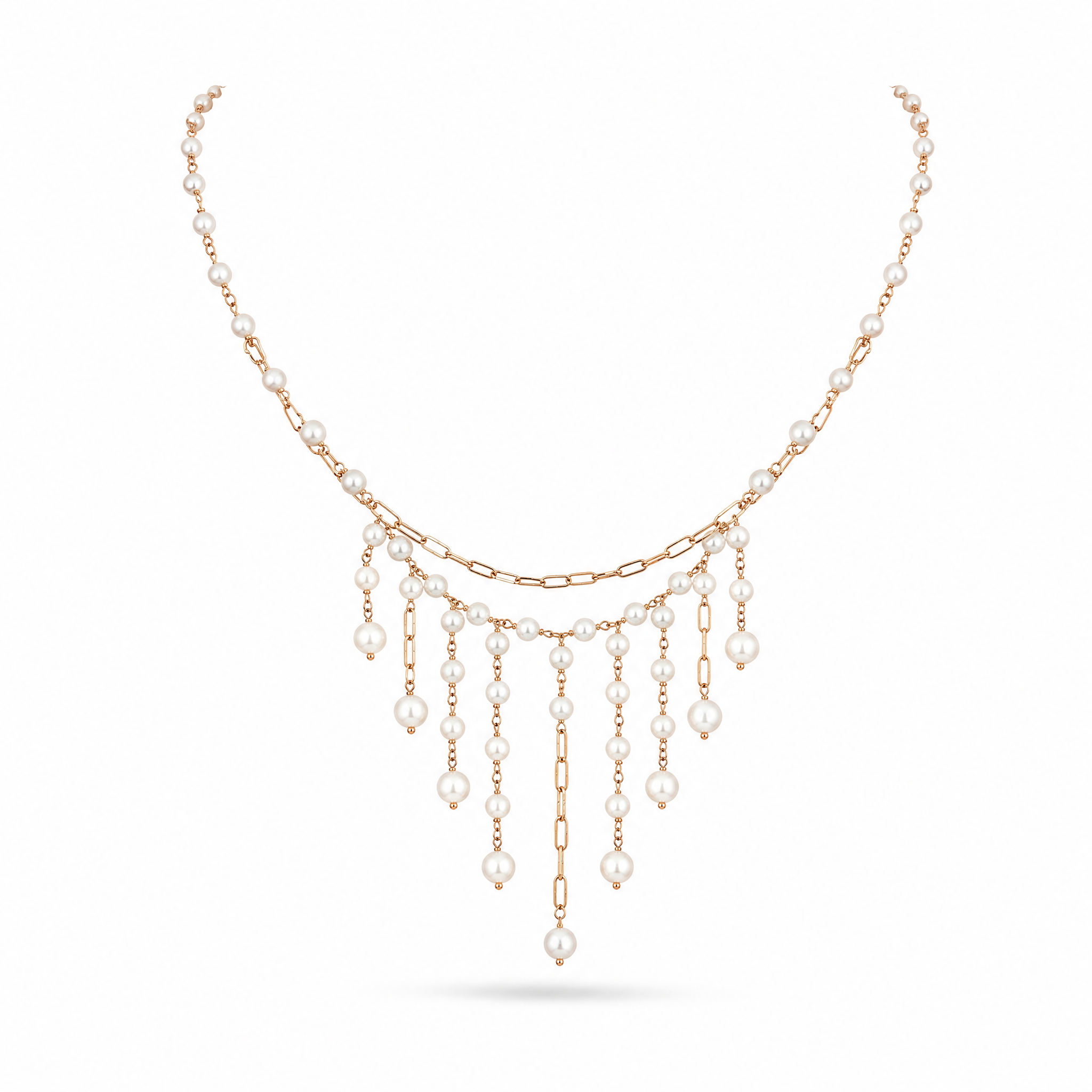 GUMON - COLLANA IN ARGENTO 925 DORATO CON PERLINE PENDENTI