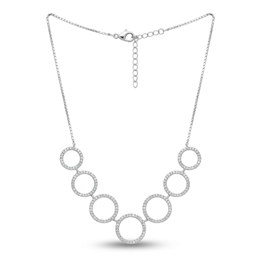 COLLANA CON CERCHI ZIRCONATI IN ARGENTO 925