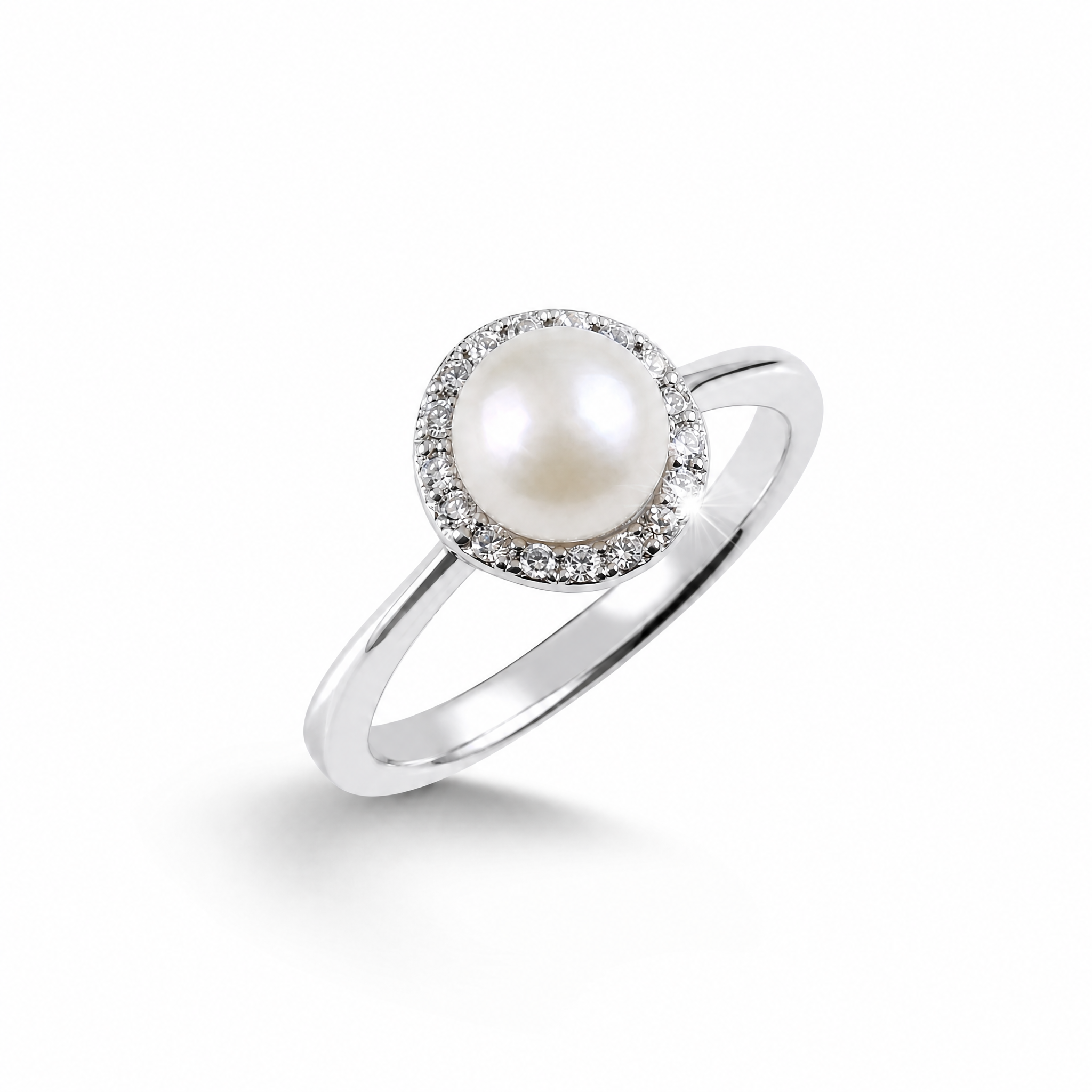 ANELLO CON PERLA E CORONA DI ZIRCONI IN ARGENTO 925