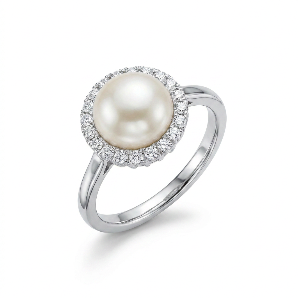 ANELLO CON PERLA E CORONA DI ZIRCONI IN ARGENTO 925