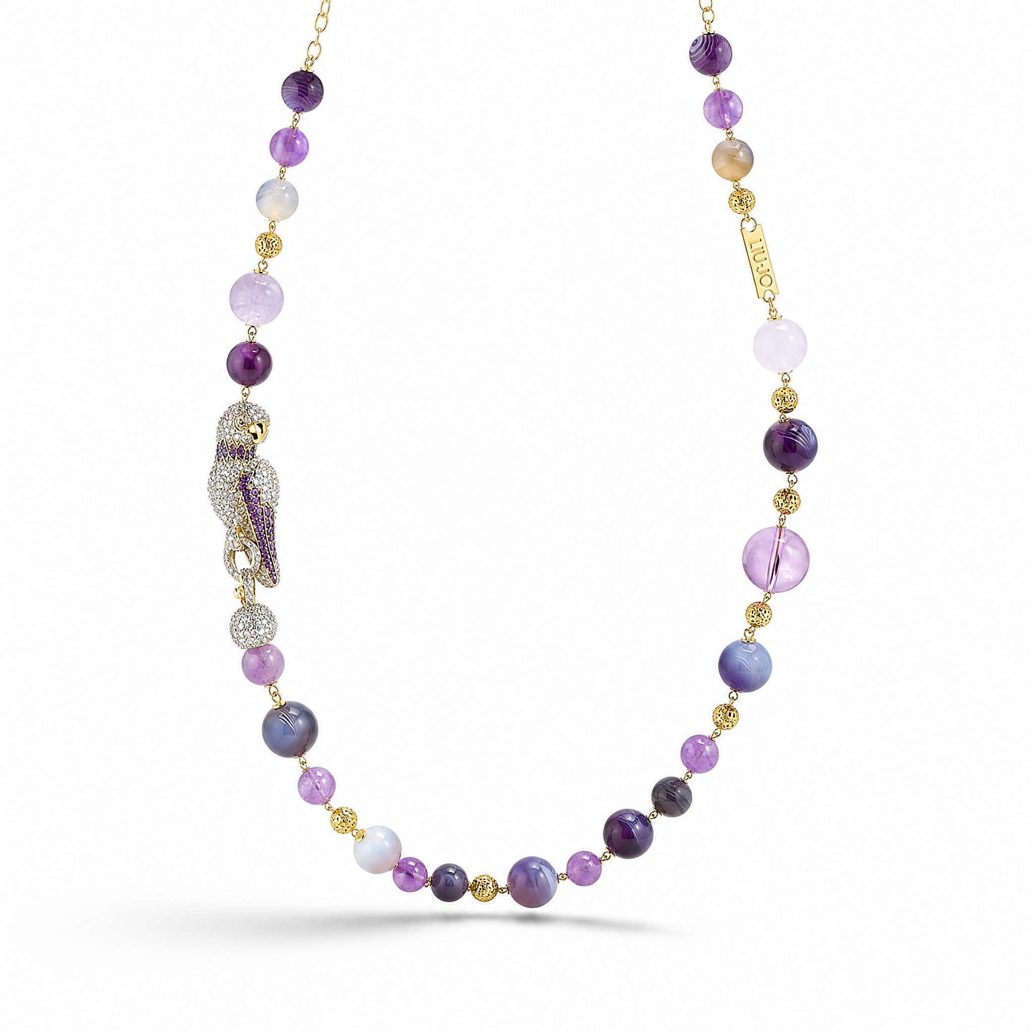 COLLANA ARGENTO DORATO CON PIETRE VIOLA