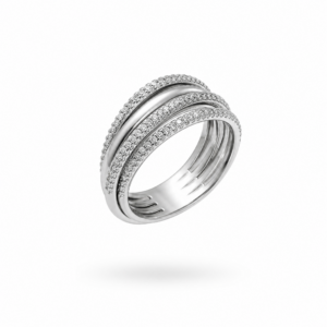 ANELLO MULTIFASCE CON DIAMANTI 0,74 KT.
