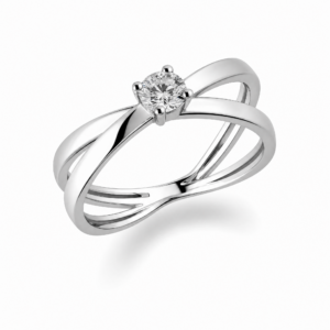 ANELLO SOLITARIO INTRECCIO CON DIAMANTE 0,23 KT.