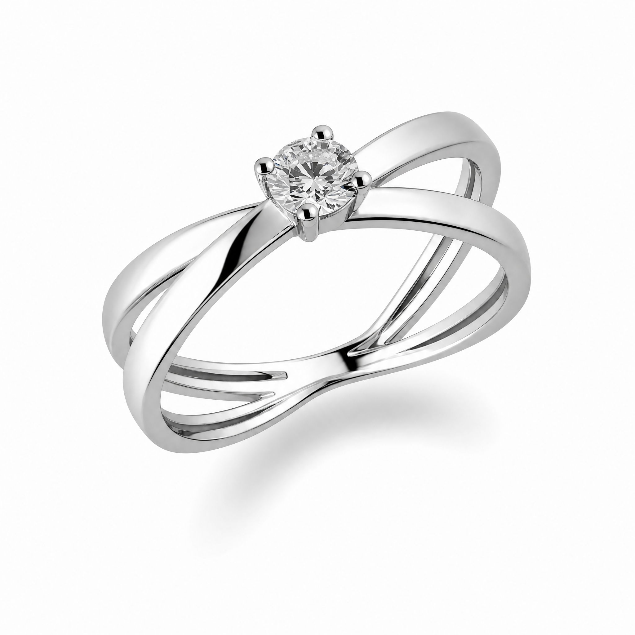 ANELLO SOLITARIO INTRECCIO CON DIAMANTE 0,23 KT.