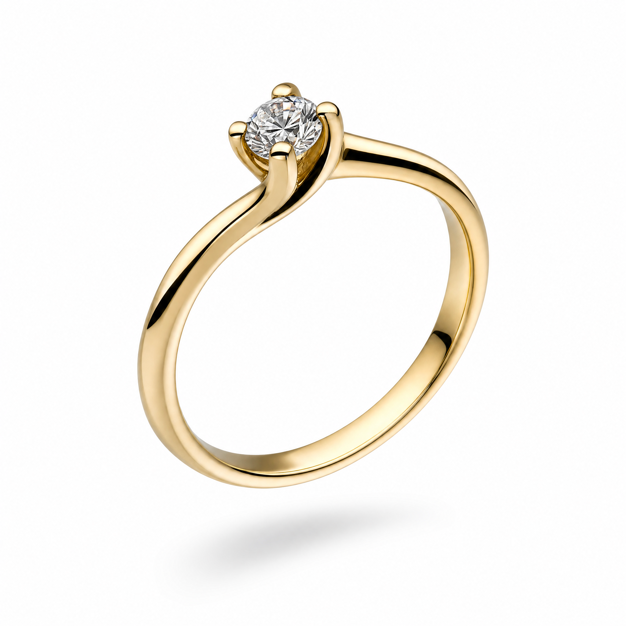 ANELLO SOLITARIO DORATO CON DIAMANTE 0,19 KT.